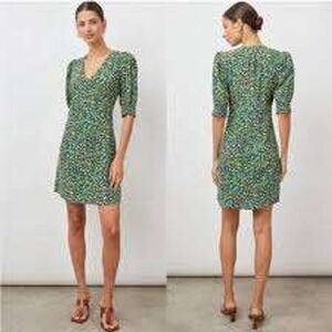 Rails Roma Floral Mini Dress Boho V Neck Puff Sleeve Romantic Summer Prairie M